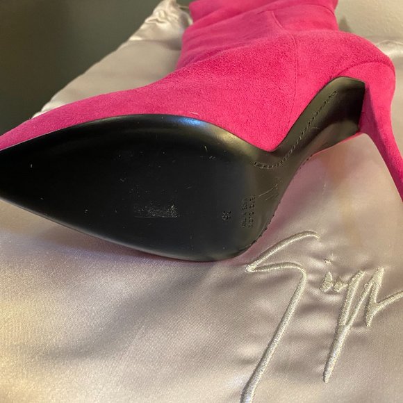 Giuseppe Zanotti Size 36 80s Inspired Pink Suede Stiletto Slouch/Fold Over Boot - Picture 9 of 16